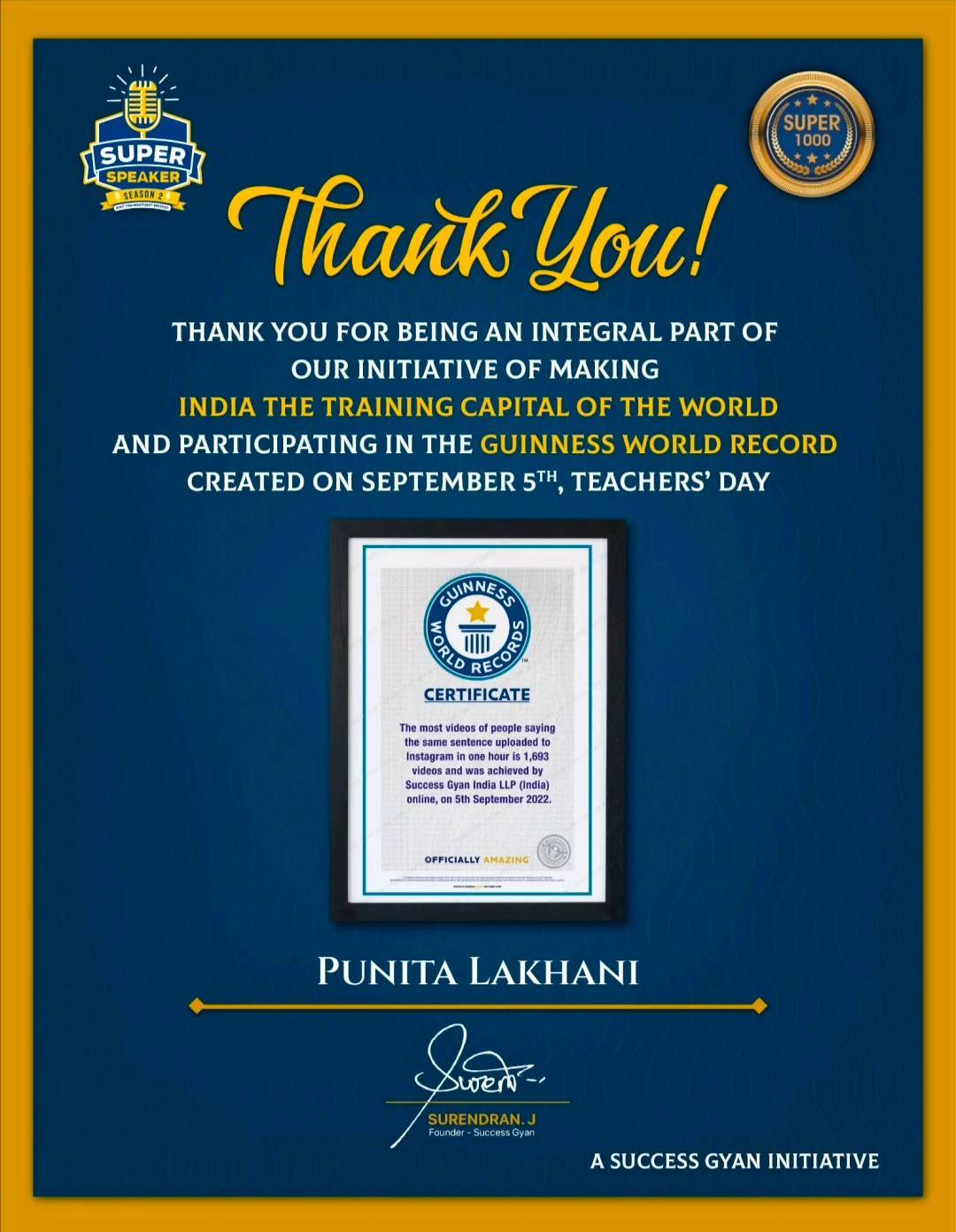 Guinness Record winner with success gyan (2022)