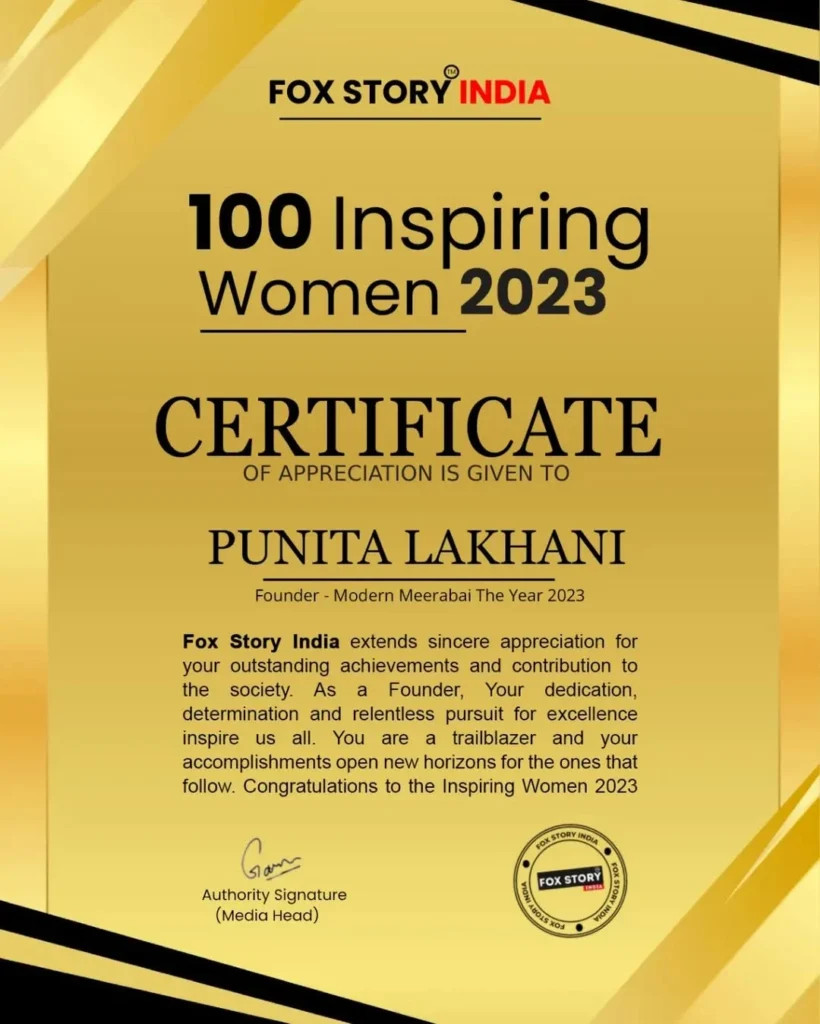 Top100 inspiring women award fox media (Aug 2023)